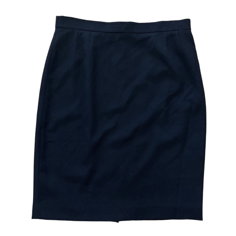 Vintage Escada Pencil Skirt Sz Large Black 100% Wool Knee Length Quiet Luxury